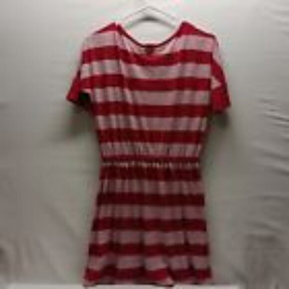 MOSSIMO Striped Short Sleeve T-Shirt Dress Cinched Waist Size Medium - Picture 3 of 5